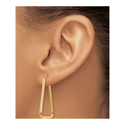 14K Yellow Gold Geometric Hoop Earrings – view 4