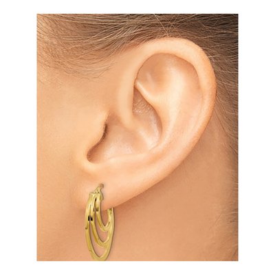 14K Yellow Gold Fancy Hoop Earrings – view 4