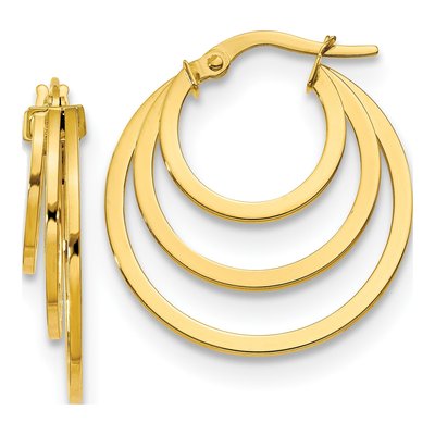 14K Yellow Gold Fancy Hoop Earrings