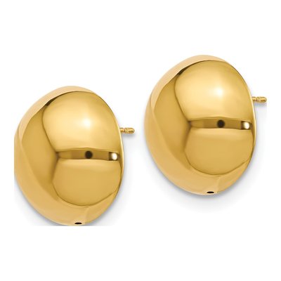 14K Yellow Gold Hollow Domed Button Stud Earrings – view 3