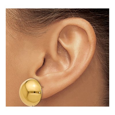 14K Yellow Gold Hollow Domed Button Stud Earrings – view 4