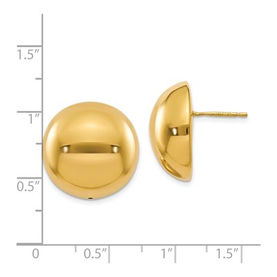 14K Yellow Gold Hollow Domed Button Stud Earrings – view 5