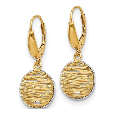 14K Yellow Gold Diamond-Cut Leverback Earrings – view 3