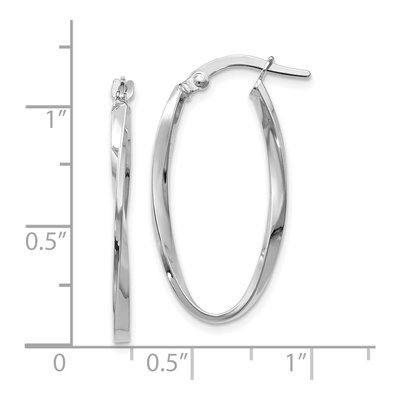 14K White Gold Twisted Oval Hoop Earrings – view 4