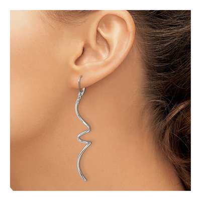 14K White Gold Twisted Leverback Earrings – view 4