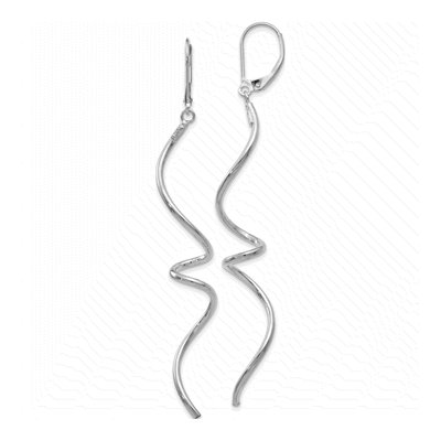 14K White Gold Twisted Leverback Earrings