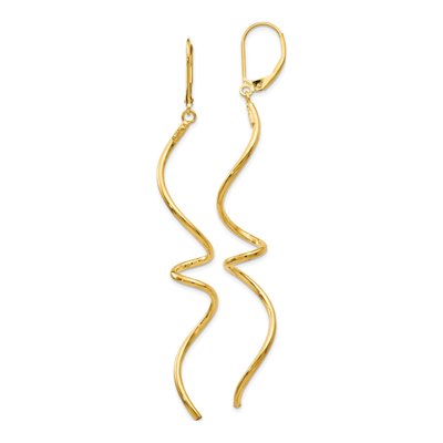 14K Yellow Gold Twisted Leverback Earrings