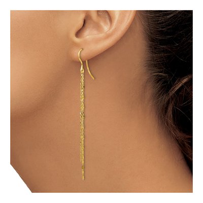 14K Yellow Gold Tassel Dangle Earrings – view 4