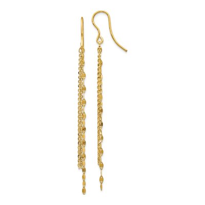 14K Yellow Gold Tassel Dangle Earrings