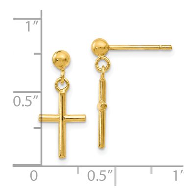 14K Yellow Gold Cross Dangle Earrings – view 5