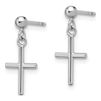 14K White Gold Cross Dangle Earrings – view 3