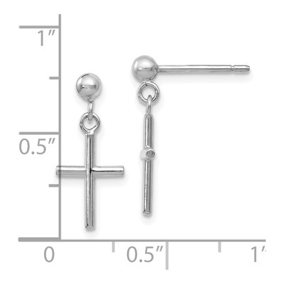 14K White Gold Cross Dangle Earrings – view 5