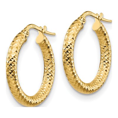 14K Yellow Gold 20mm Diamond-Cut Hoop Earrings – view 3