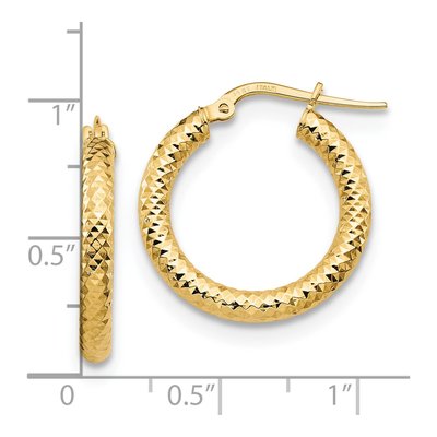 14K Yellow Gold 20mm Diamond-Cut Hoop Earrings – view 5