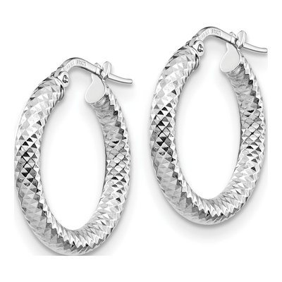 14K Yellow Gold 20mm Diamond-Cut Hoop Earrings – view 3