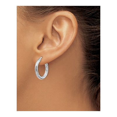 14K Yellow Gold 20mm Diamond-Cut Hoop Earrings – view 4