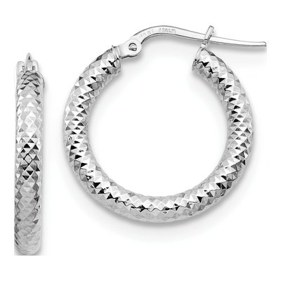 14K Yellow Gold 20mm Diamond-Cut Hoop Earrings