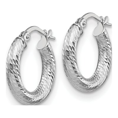 14K Yellow Gold 10mm Diamond-Cut Hoop Earrings – view 3