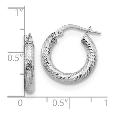 14K Yellow Gold 10mm Diamond-Cut Hoop Earrings – view 5