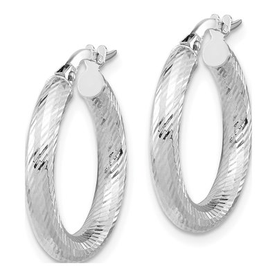 14K Yellow Gold 15mm Diamond-Cut Hoop Earrings – view 3