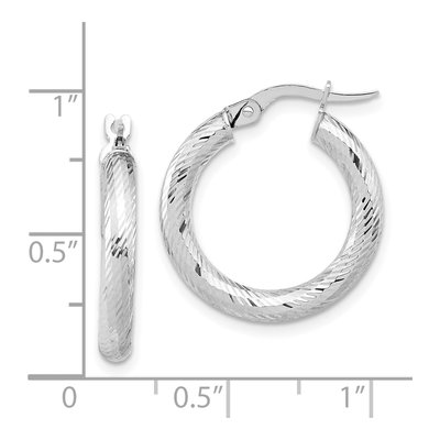 14K Yellow Gold 15mm Diamond-Cut Hoop Earrings – view 5