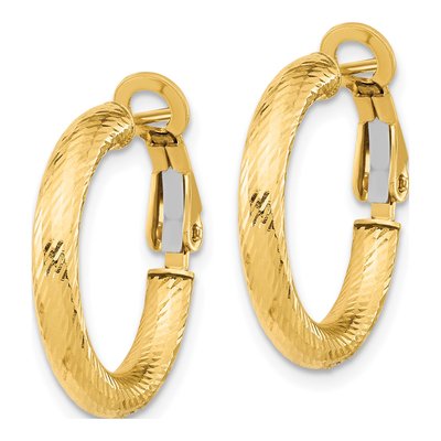 14K Yellow Gold 22mm Round Omega Back Hoop Earrings – view 3