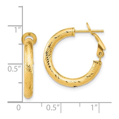 14K Yellow Gold 22mm Round Omega Back Hoop Earrings – view 5