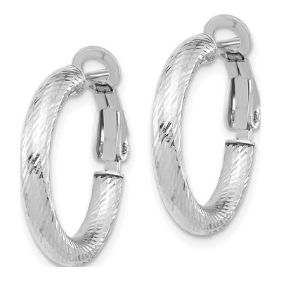 14K Yellow Gold 15mm Diamond-Cut Hoop Earrings – view 3