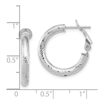 14K Yellow Gold 15mm Diamond-Cut Hoop Earrings – view 5