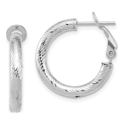 14K Yellow Gold 15mm Diamond-Cut Hoop Earrings