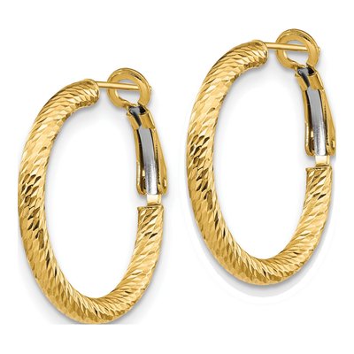 14K Yellow Gold 20mm Diamond-Cut Hoop Earrings – view 3