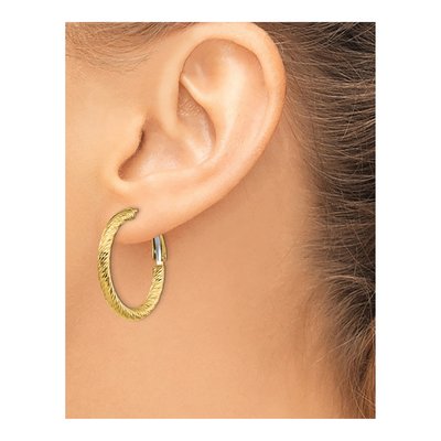 14K Yellow Gold 20mm Diamond-Cut Hoop Earrings – view 4