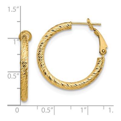 14K Yellow Gold 20mm Diamond-Cut Hoop Earrings – view 5