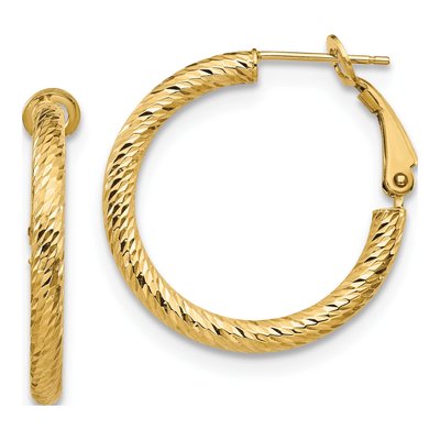 14K Yellow Gold 20mm Diamond-Cut Hoop Earrings