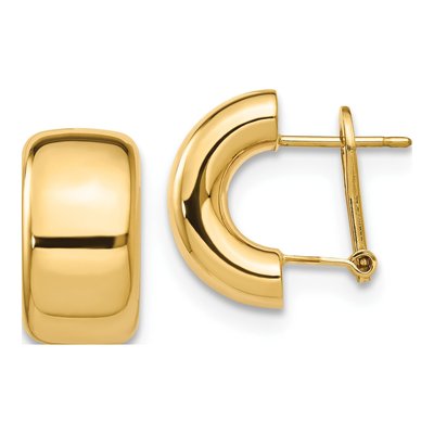 14K Yellow Gold Omega Back Stud Earrings