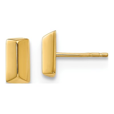 14K Yellow Gold Button Stud Earrings