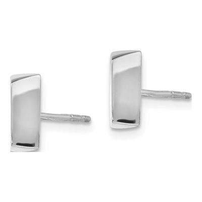 14K White Gold Button Stud Earrings – view 3