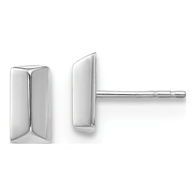 14K White Gold Button Stud Earrings