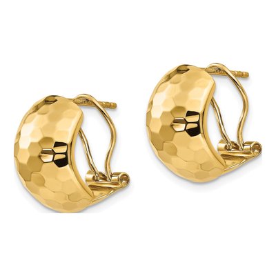 14K Yellow Gold Hammered Button Stud Earrings – view 3