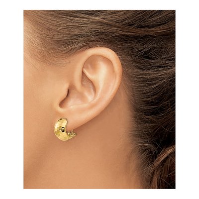 14K Yellow Gold Hammered Button Stud Earrings – view 4