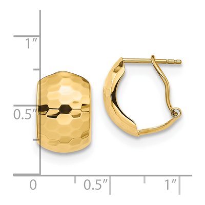 14K Yellow Gold Hammered Button Stud Earrings – view 5