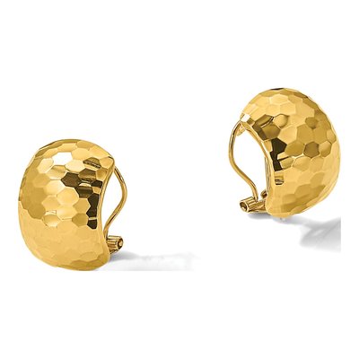 14K Yellow Gold Hammered Button Stud Earrings – view 6