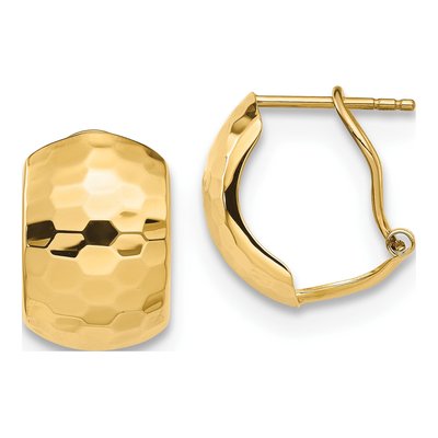14K Yellow Gold Hammered Button Stud Earrings