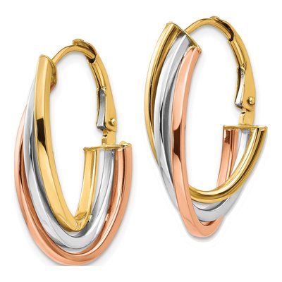 14K Tri-Color Gold Hoop Earrings – view 3