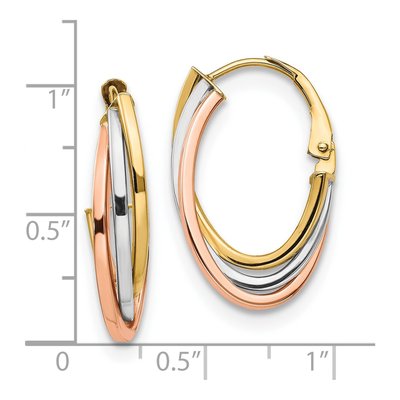14K Tri-Color Gold Hoop Earrings – view 5