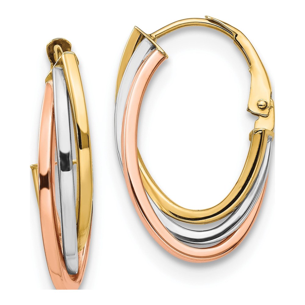14K Tri-Color Gold Hoop Earrings