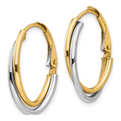 14K Two-Tone Gold Hoop Earrings – view 3