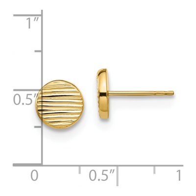 14K Yellow Gold Textured Disc Button Stud Earrings – view 5