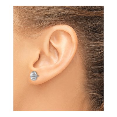 14K White Gold Small Disc Stud Earrings – view 4