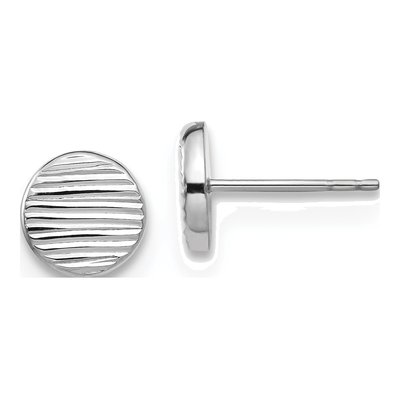 14K White Gold Small Disc Stud Earrings